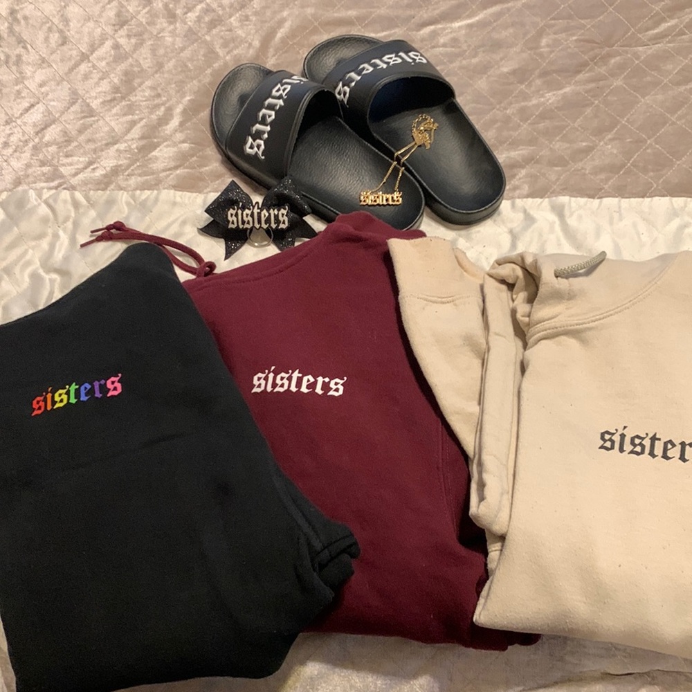 James Charles Sisters Hoodies, slides, necklace, keychain lot! GUC Smoke free